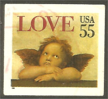 XW01-0517 USA 1995 Love 55c Ange Angel Cherub Chérubin Die-cut Adhesive - Oblitérés