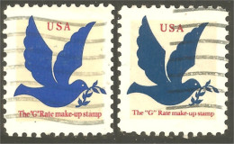 XW01-0508 USA 1994 G-stamp Colombe Dove Paloma Taube 2 Colors Light Dark Blue - Gebruikt