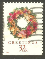 XW01-0480 USA 1998 Greetings Couronne Fleurs Wreath - Usati