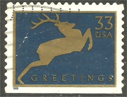 XW01-0478 USA 1999 Greetings Deer Chevreuil Hirsch Cervo - Used Stamps