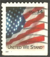 XW01-0472 USA 2001 Drapeau Flag United We Stand Side Booklet Carnet Côté - Used Stamps