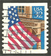 XW01-0449 USA 1996 Drapeau Flag Over Porch Coil Roulette - Used Stamps