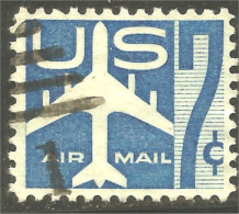 XW01-0446 USA 1958 Airmail Silhouette Avion Airplane Airliner Flugzeug Aereo 7c Blue - Airplanes