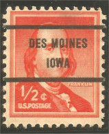XW01-0438 USA President Benjamin Franklin Precancel DES MOINES / IOWA Original Gum - Vorausentwertungen