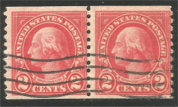XW01-0411 USA President George Washington 2c Rose Roulette Coil Pair - Multiples & Strips