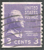 XW01-0388 USA President Thomas Jefferson 3c Violet Roulette Coil - Roulettes