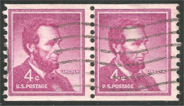 XW01-0410 USA President Abraham Lincoln 4c Violet Roulette Coil Pair - Stroken En Veelvouden