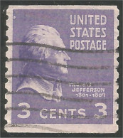 XW01-0387 USA President Thomas Jefferson 3c Violet Roulette Coil - Rollenmarken