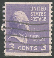 XW01-0385 USA President Thomas Jefferson 3c Violet Roulette Coil - Sonstige & Ohne Zuordnung