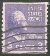 XW01-0386 USA President Thomas Jefferson 3c Violet Roulette Coil - Sonstige & Ohne Zuordnung