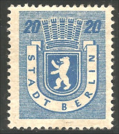 XW01-0309 Germany Stadt Berlin 20 Pf Ours Bear Orso Oso Bar MH * Neuf - Bären