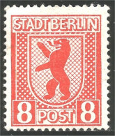 XW01-0308 Germany Stadt Berlin 8 Pf Ours Bear Orso Oso Bar No Gum - Beren