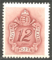 XW01-0182 Hungary Taxe Postage Due 12 MH * Neuf - Andere & Zonder Classificatie