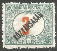 XW01-0176 Hungary Taxe Postage Due 3 MH * Neuf - Andere & Zonder Classificatie