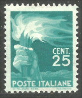 XW01-0150 Italie 25 Cent Flambeau Flamme Torche Torch MNH ** Neuf SC - Unclassified