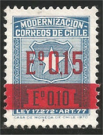 XW01-0126 Chili Armoiries Coat Arms Surcharge 0.15 No Gum - Chile
