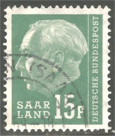 XW01-0887 Sarre Saar Saarland 15f President Theodor Heuss - Oblitérés