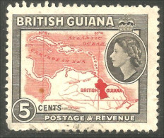 XW01-0874 British Guiana 1954 5c Carte Amérique Sud South America Map - Brits-Guiana (...-1966)