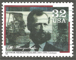 XW01-0671 USA 1996 Pioners Communication Pionniers Ottmar Mergenthaler Inventor Linotype - Used Stamps
