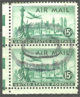 XW01-0626 USA 1947 Statue Of Liberty New York 15c Avion Airplane Coil Roulette Paire - Andere & Zonder Classificatie