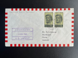CYPRUS KIBRIS 1965 AIR MAIL LETTER NICOSIA TO VIRUM 11-12-1965 COMFINCON UNFICYP - Storia Postale