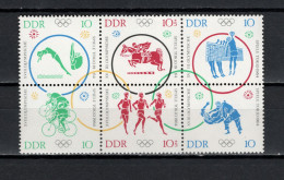 DDR 1964 Olympic Games Tokyo, High Jump, Equestrian, Volleyball, Cycling, Judo, Athletics Block Of 6 MNH - Zomer 1964: Tokyo