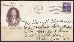 1947 Greenvwood Mississippi (Jul 3) Hotel Greenwood Leflore - Covers & Documents