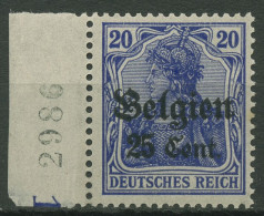 Landespost In Belgien 1916/18 Germania 18 A Mit Bogen-Nr. Postfrisch Geprüft - Occupazione 1914 – 18
