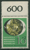Bund 1951 Nationale Briefmarken-Ausstellung Wuppertal 141 Oberrand Postfrisch - Ungebraucht