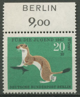 Berlin 1967 Jugend: Pelztiere Mit Oberrand Inschrift BERLIN 300 Postfrisch - Neufs