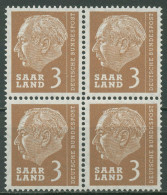 OPD Saarbrücken 1957 Bundespräsident Theodor Heuss 382 4er-Block Postfrisch - Unused Stamps