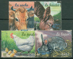 Frankreich 2004 Farmtiere Kaninchen Esel Huhn Kuh 3805/08 Gestempelt - Usados