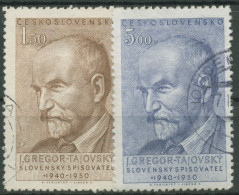 Tschechoslowakei 1950 Schriftsteller Josef Gregor-Tajovsky 636/37 Gestempelt - Usati