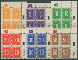 Israel 1949 Portomarken 6/11 Plattenblocks Postfrisch, Falz Im Rand (C40035) - Strafport