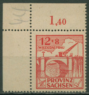 SBZ Provinz Sachsen 1946 Wiederaufbau 88 Aa Ecke 1 Postfrisch - Other & Unclassified
