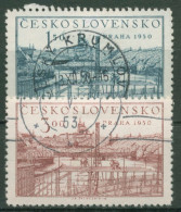 Tschechoslowakei 1950 Briefmarkenausstellung Prag Bauwerke 638/39 Gestempelt - Gebruikt