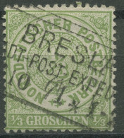 Norddeutscher Postbezirk NDP 1869 1/3 Groschen 14 Mit Ra 3-Stempel BRESLAU - Afgestempeld