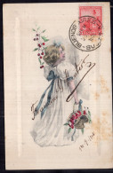 Argentina - 1905 - Children - Drawing - Little Girl With Basket Of Cherries - Disegni Infantili