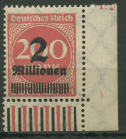 Dt. Reich 1923 Mit Aufdruck Walze Unterrand 309 A W A UR Ecke 4 Postfrisch - Ungebraucht