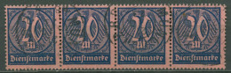Deutsches Reich Dienst 1922/23 Wertziffern D 72 Waag. 4er-Streifen Gestempelt - Oficial