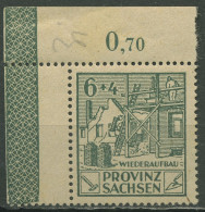 SBZ Provinz Sachsen 1946 Wiederaufbau 87 A Ecke 1 Zierstreifen Postfrisch, Bügig - Sonstige & Ohne Zuordnung