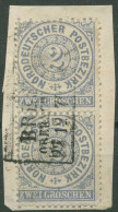Norddeutscher Postbezirk NDP 1869 2 Groschen 17 Senkr. Paar Gestempelt - Usati