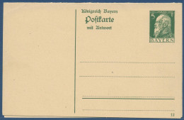 Bayern 1911 Prinzreg. Luitpold Postkarte M. Antwort P 89/02 Ungebraucht (X40979) - Postal  Stationery