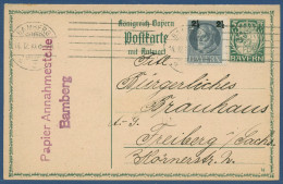 Bayern 1914 Neues Wappen Postkarte Mit Antwort P 95/03 Gebraucht (X41004) - Entiers Postaux