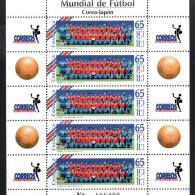 SOCCER - COSTA RICA- 2002 - WORLD CUP JAPAN & KOREA SHEETLET OF 5  MINT NEVER HINGED - 2002 – Corea Del Sud / Giappone