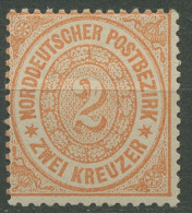 Norddeutscher Postbezirk NDP 1869 2 Kreuzer 20 Mit Falz - Postfris