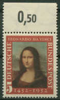 Bund 1952 Mona Lisa Gemälde Von Leonardo Da Vinci 148 Oberrand Postfrisch - Ungebraucht