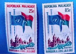 MADAGASCAR 1962 2 V Neufs ** YT 362 / 363 MNH Drapeau ONU Flag Of Madagaskar - Madagascar (1960-...)