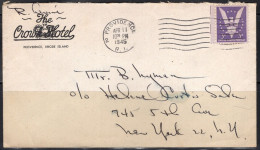 1945 Providence RI (Apr 11) Crown Hotel - Cartas & Documentos
