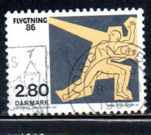 DANEMARK DANMARK DENMARK DANIMARCA 1986 DANISH REFUGEE COUNCIL RELIEF CAMPAIGN 2.80k USED USATO OBLITERE' - Used Stamps